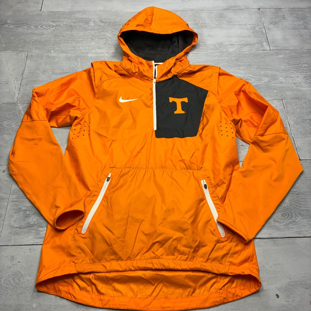 Nike Tennessee Volunteers Jacket Mens Small Orange 1/4 Zip Hooded Windbreaker